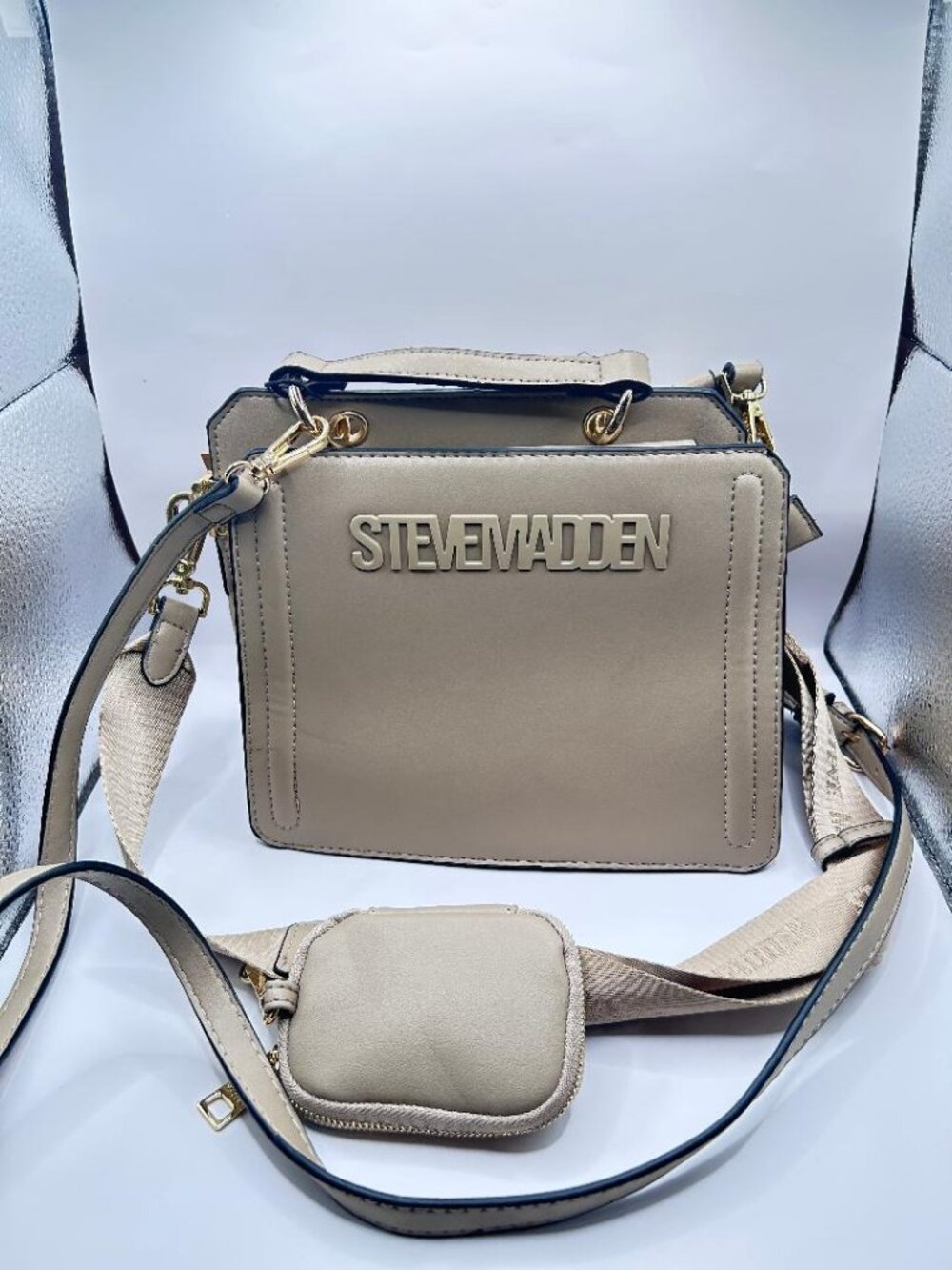 Taupe Faux Leather Crossbody Steve Madden Bevelyn Bag